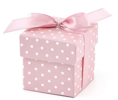 10 scatole regalo rosa a pois bianchi