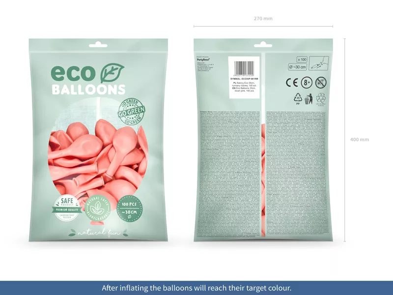 100 palloncini rosa pastello ecologici 30cm