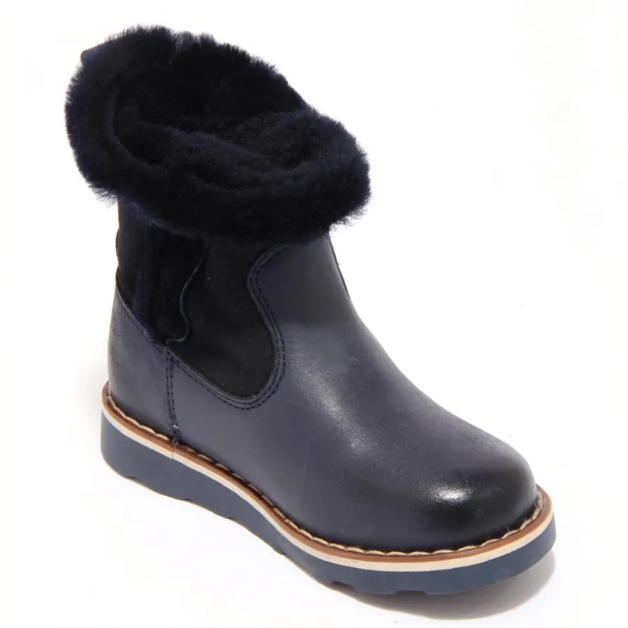 3648F stivale blue GIRL ARMANI JUNIOR INSIDE ECO FUR bimba boot shoe