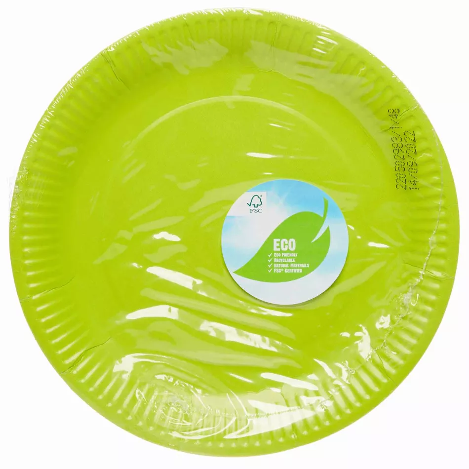 8 Piatti Carta Eco Verde Lime 23cm