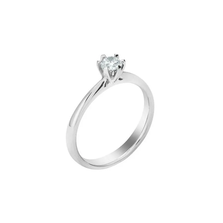 Anello Solitario in Oro Bianco 18 kt. e Diamanti Giorgio Visconti