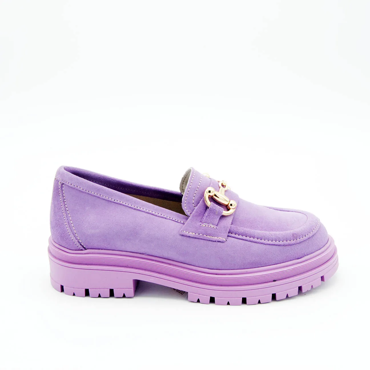 Anna Calzature mocassino con morsetto in suede lilla