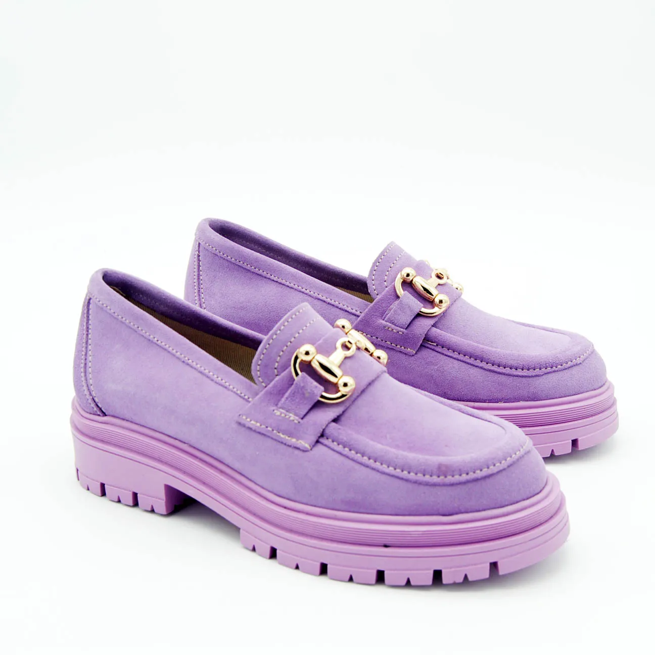 Anna Calzature mocassino con morsetto in suede lilla