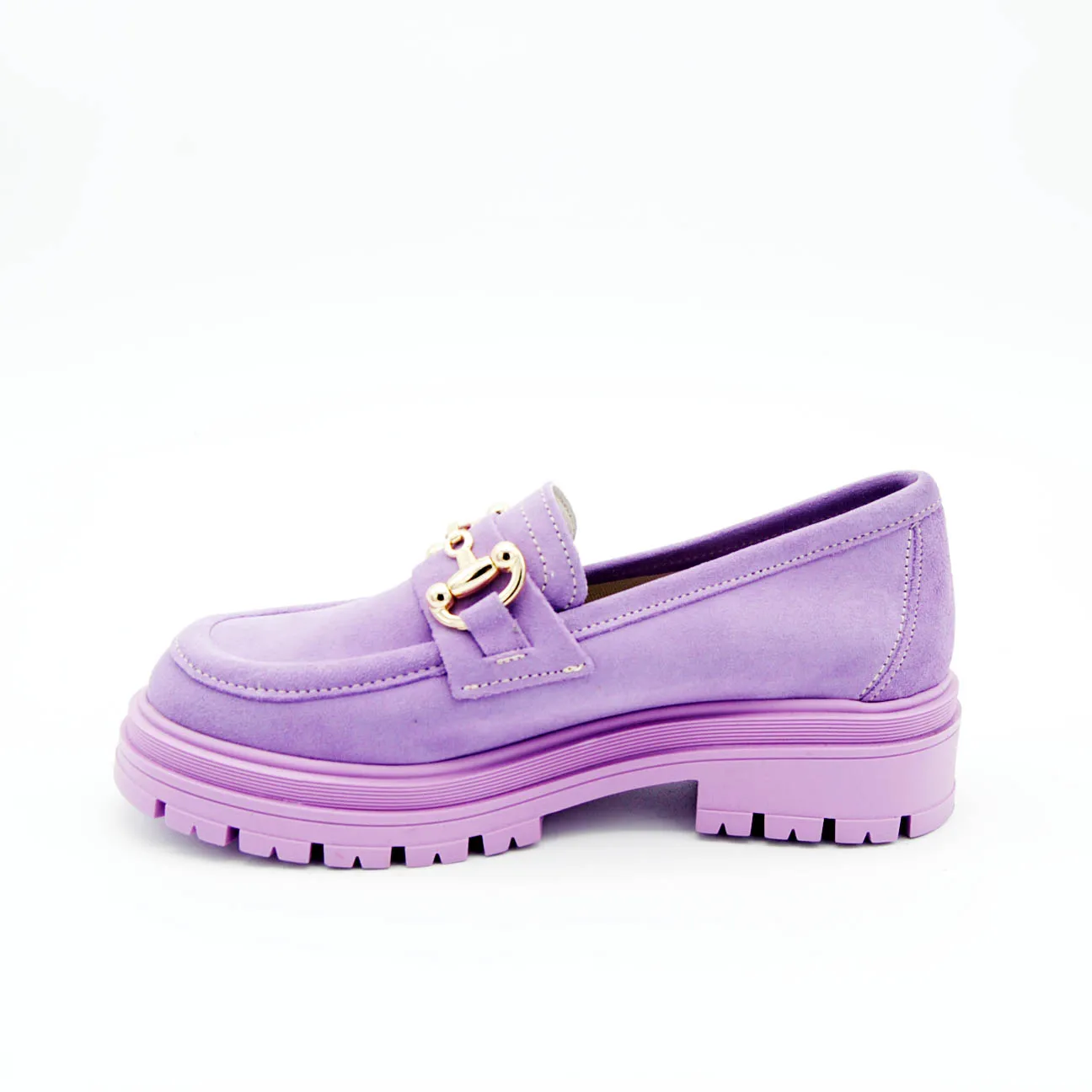 Anna Calzature mocassino con morsetto in suede lilla