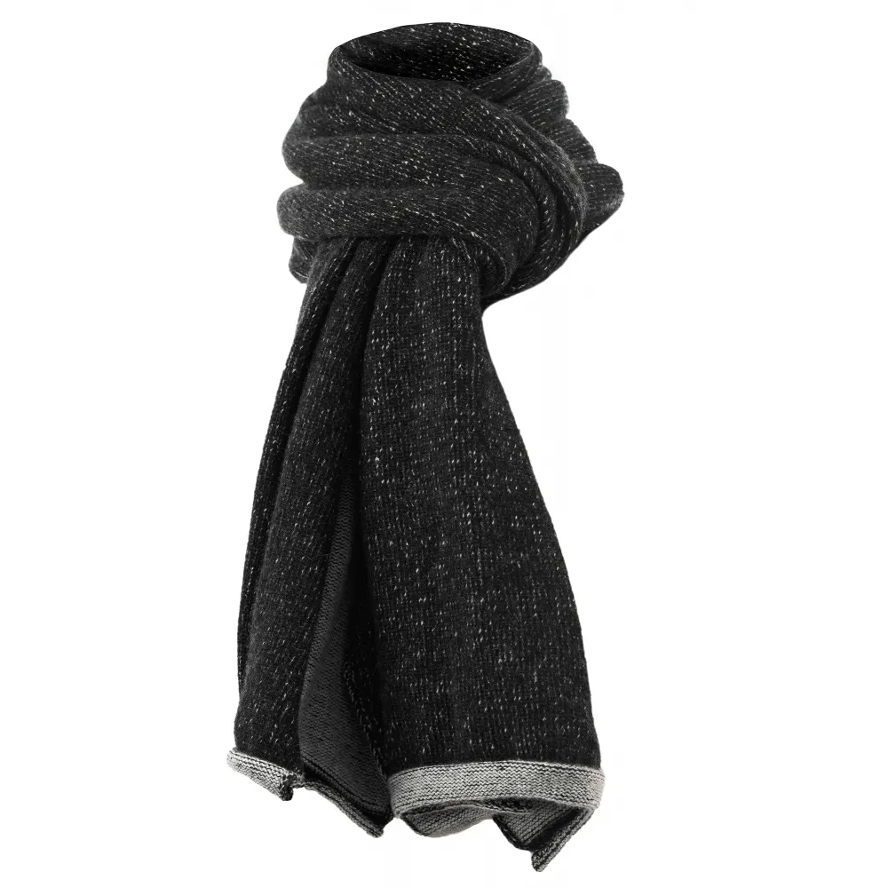 Avvenice - Sciarpa in Cashmire Pregiato - Double Face - Bicolor - Nero Grigio - Handmade in Italy - Exclusive Luxury Collection
