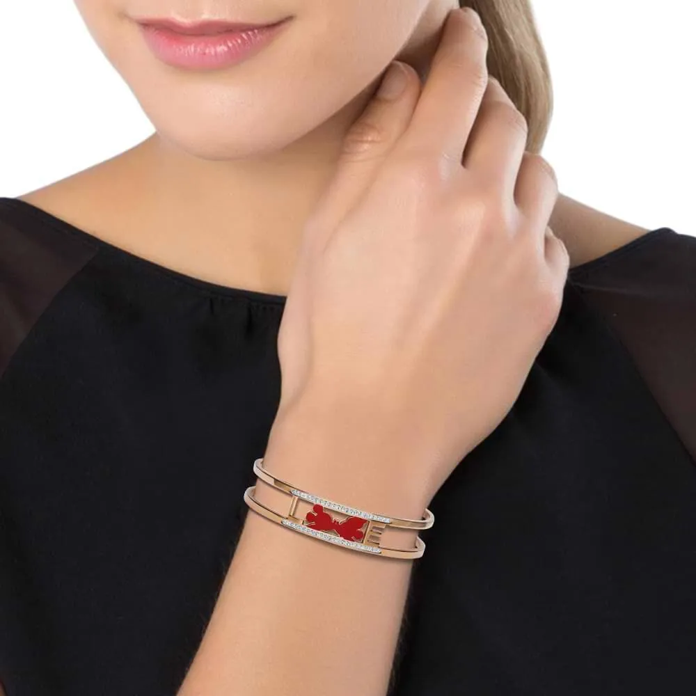 Bangle Lady Message Acciaio Rosato Disney e Cristalli