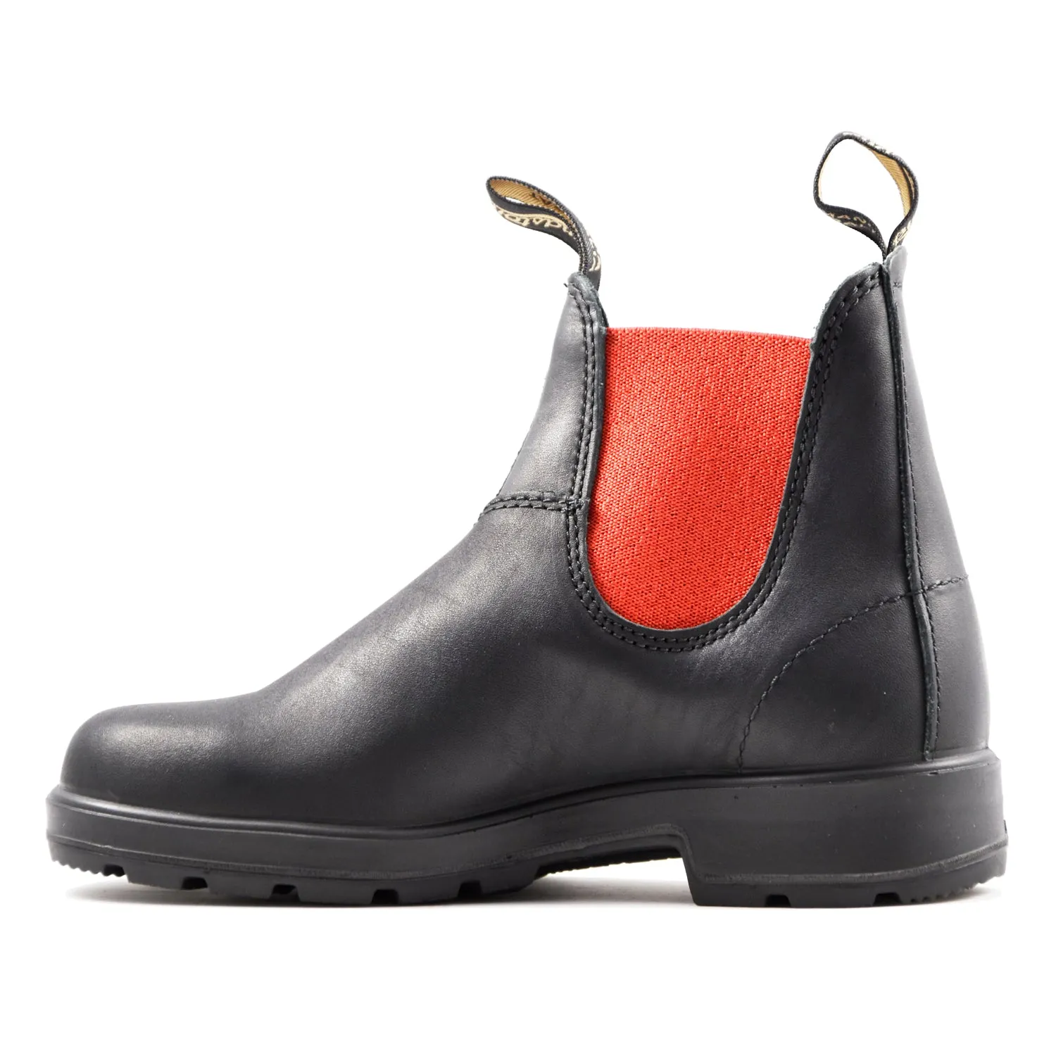 Beatles Blundstone Donna Pelle Nera Con Elastici Rossi