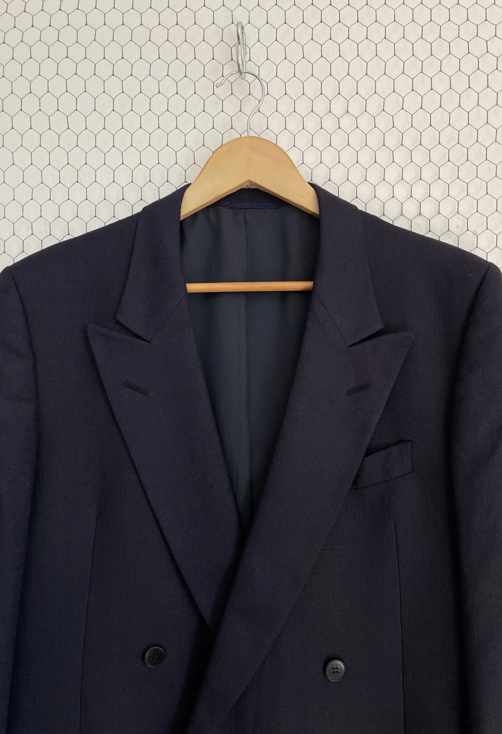 Blazer sartoriale in puro lino blu marino vintage anni ’70