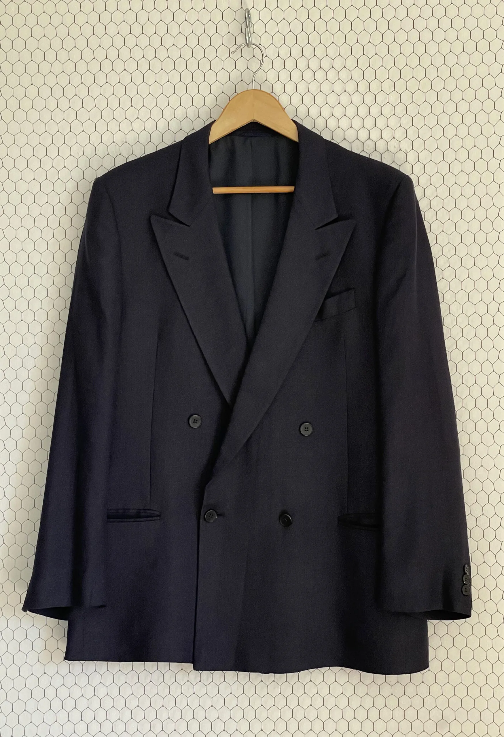 Blazer sartoriale in puro lino blu marino vintage anni ’70