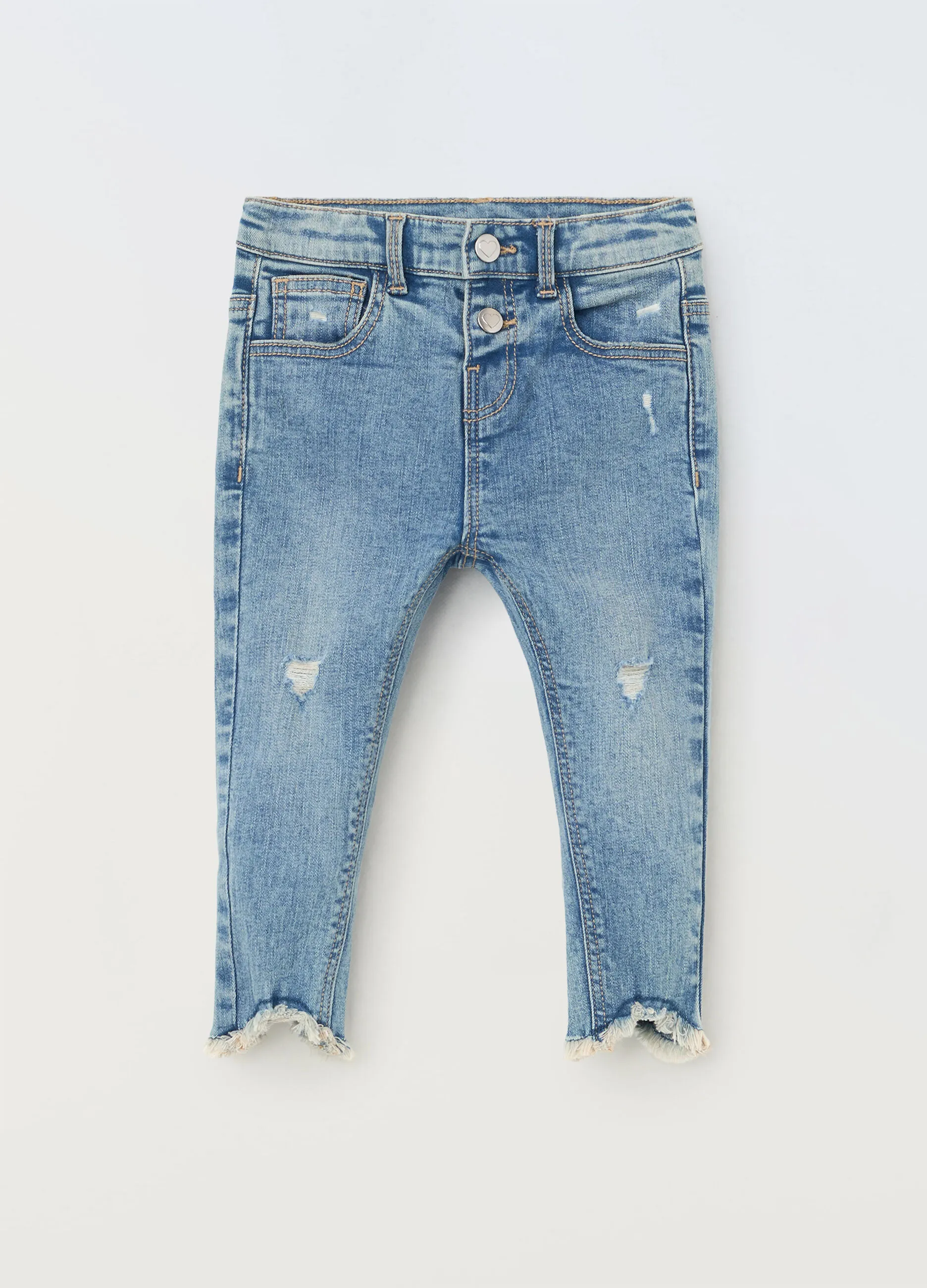 BLUKIDS  Jeans in denim stretch sfrangiati neonata