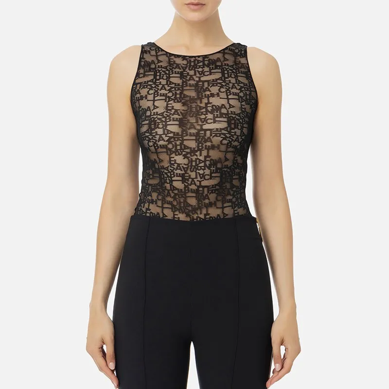 Body Elisabetta Franchi In tulle lettering Donna