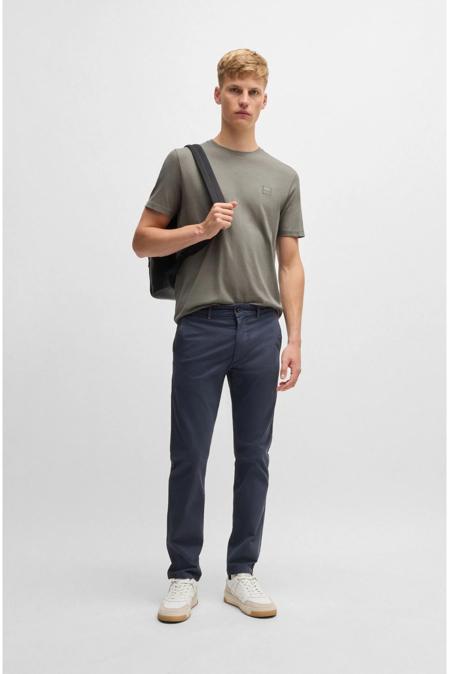BOSS BOSS T Shirt in cotone con toppa con logo    