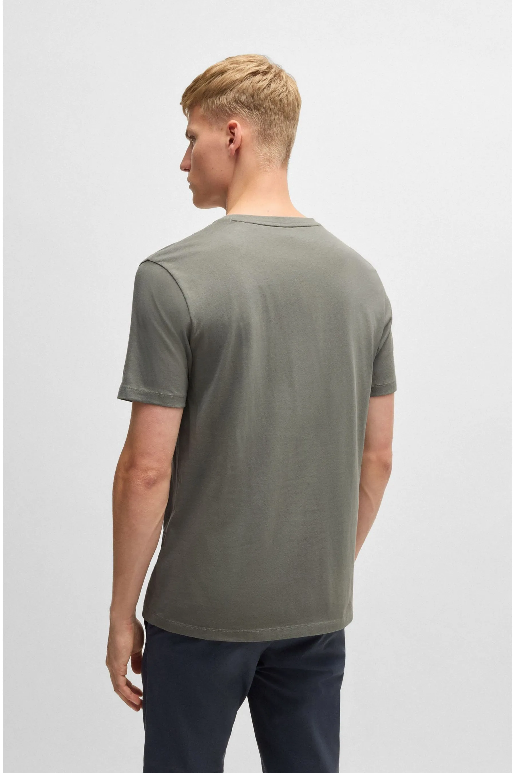 BOSS BOSS T Shirt in cotone con toppa con logo    