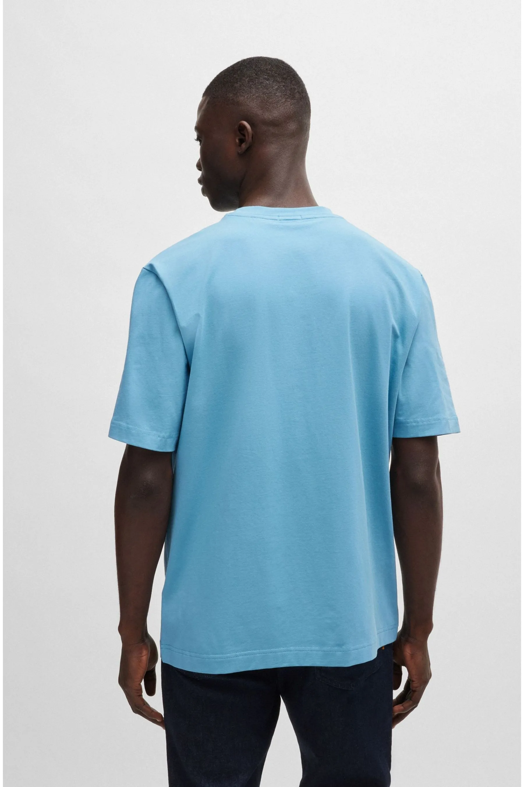 BOSS - T-shirt comoda in cotone elasticizzato con logo Stampa