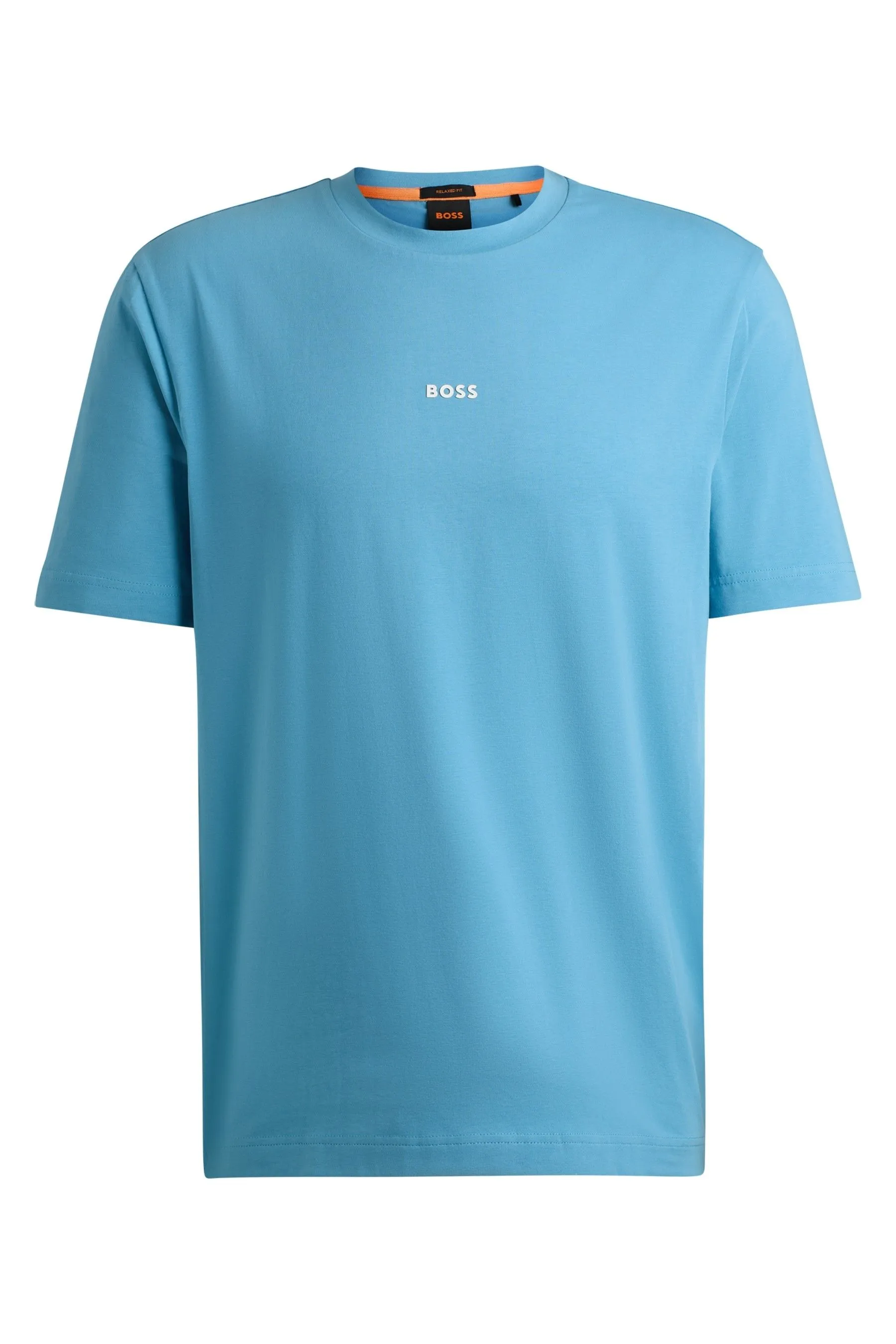 BOSS - T-shirt comoda in cotone elasticizzato con logo Stampa