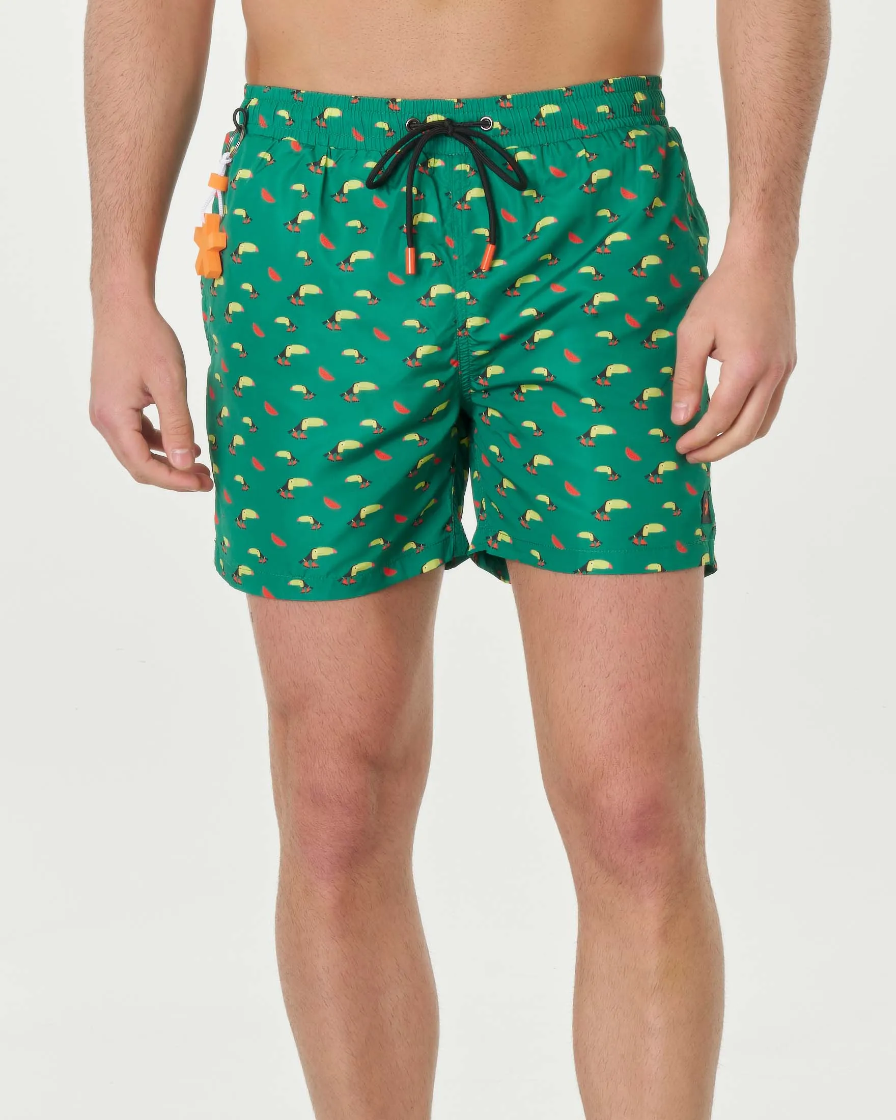 Boxer mare verde con stampa grafica tucani