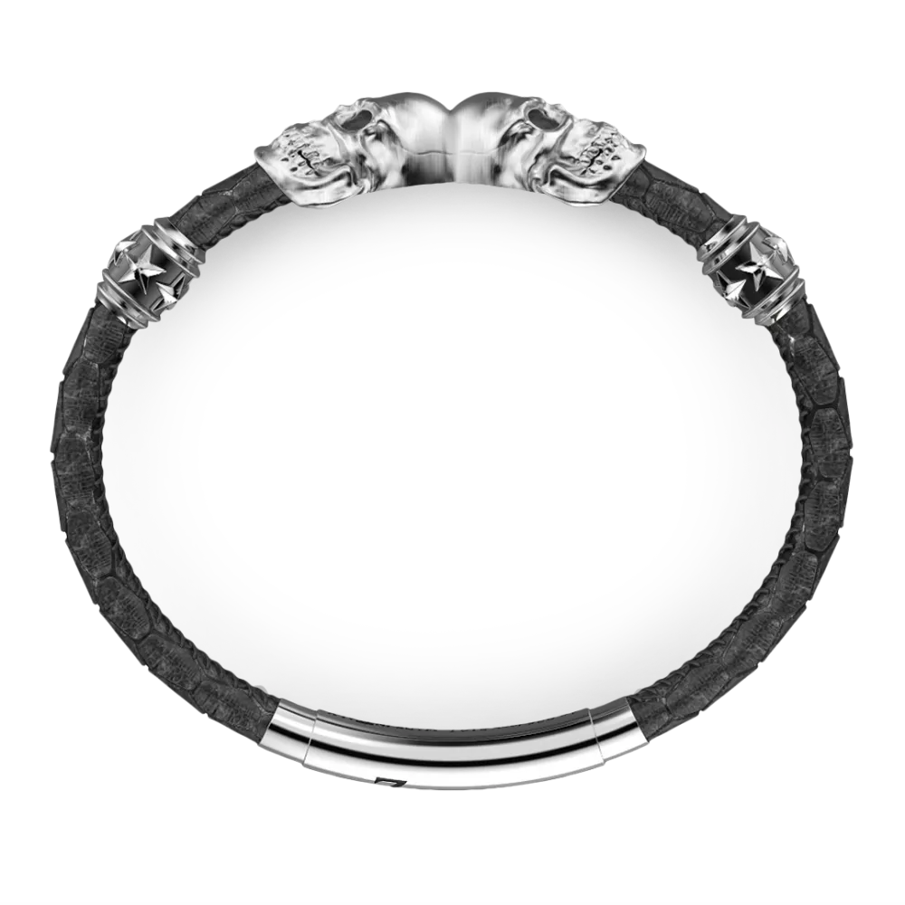 Bracciale Zancan in pelle con teschi.