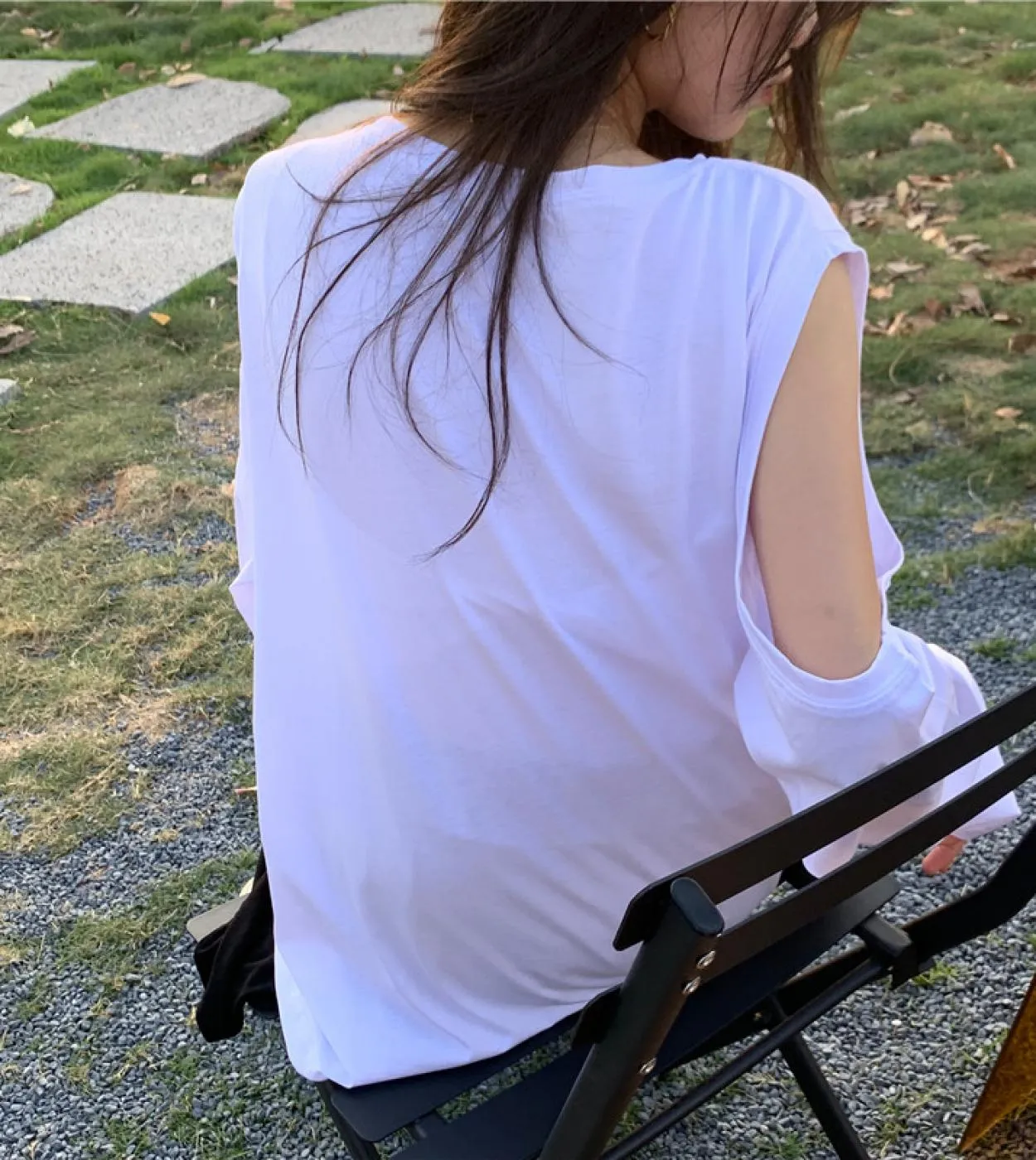 Camicetta da donna a maniche lunghe in cotone tinta unita con spalle scoperte Camicetta da donna Office Lady Oneck Camicia pullo