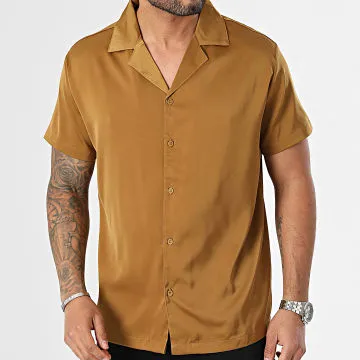 Camicia a maniche corte color cammello