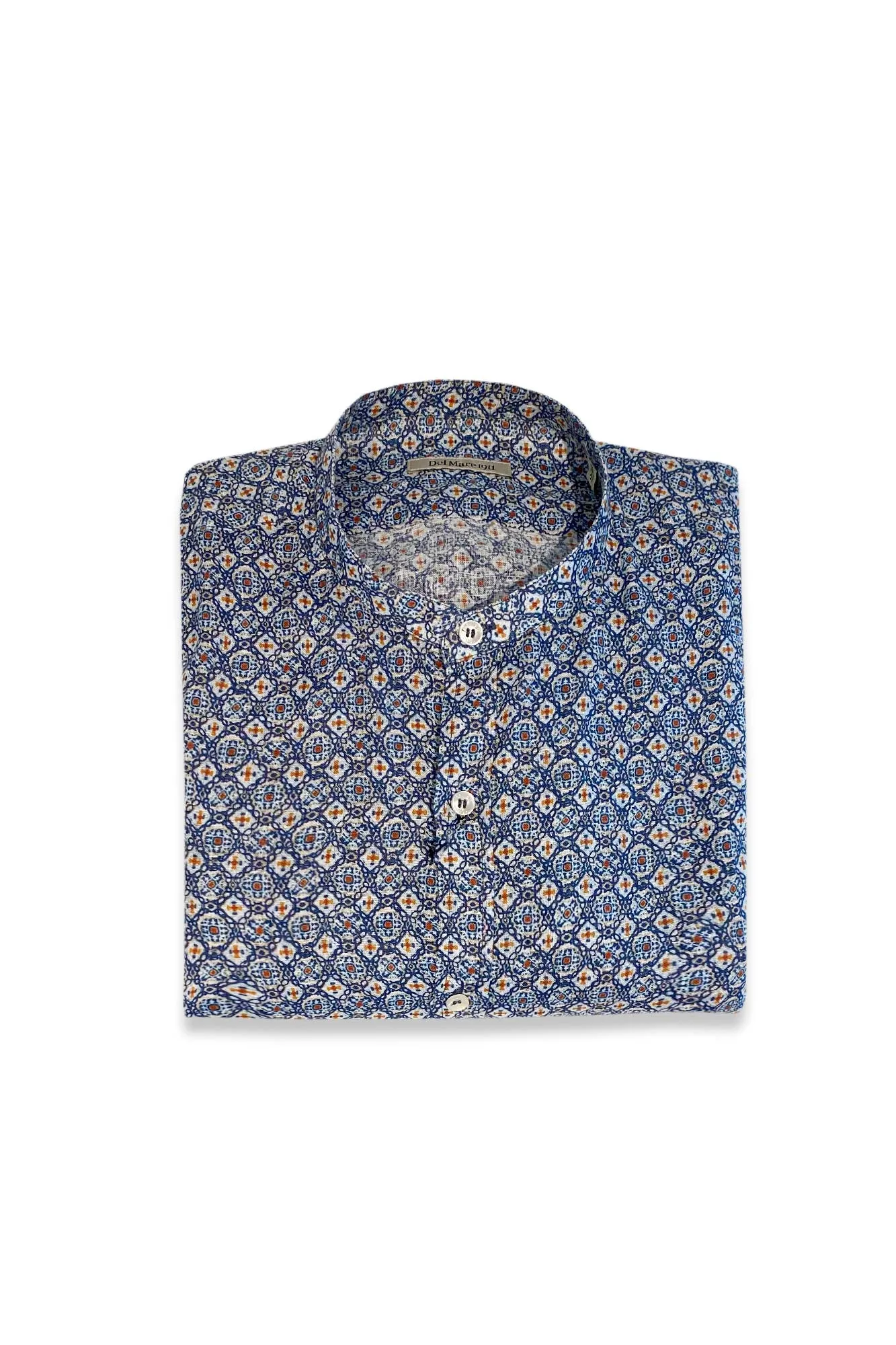 Camicia coreana in lino stampata slim fit