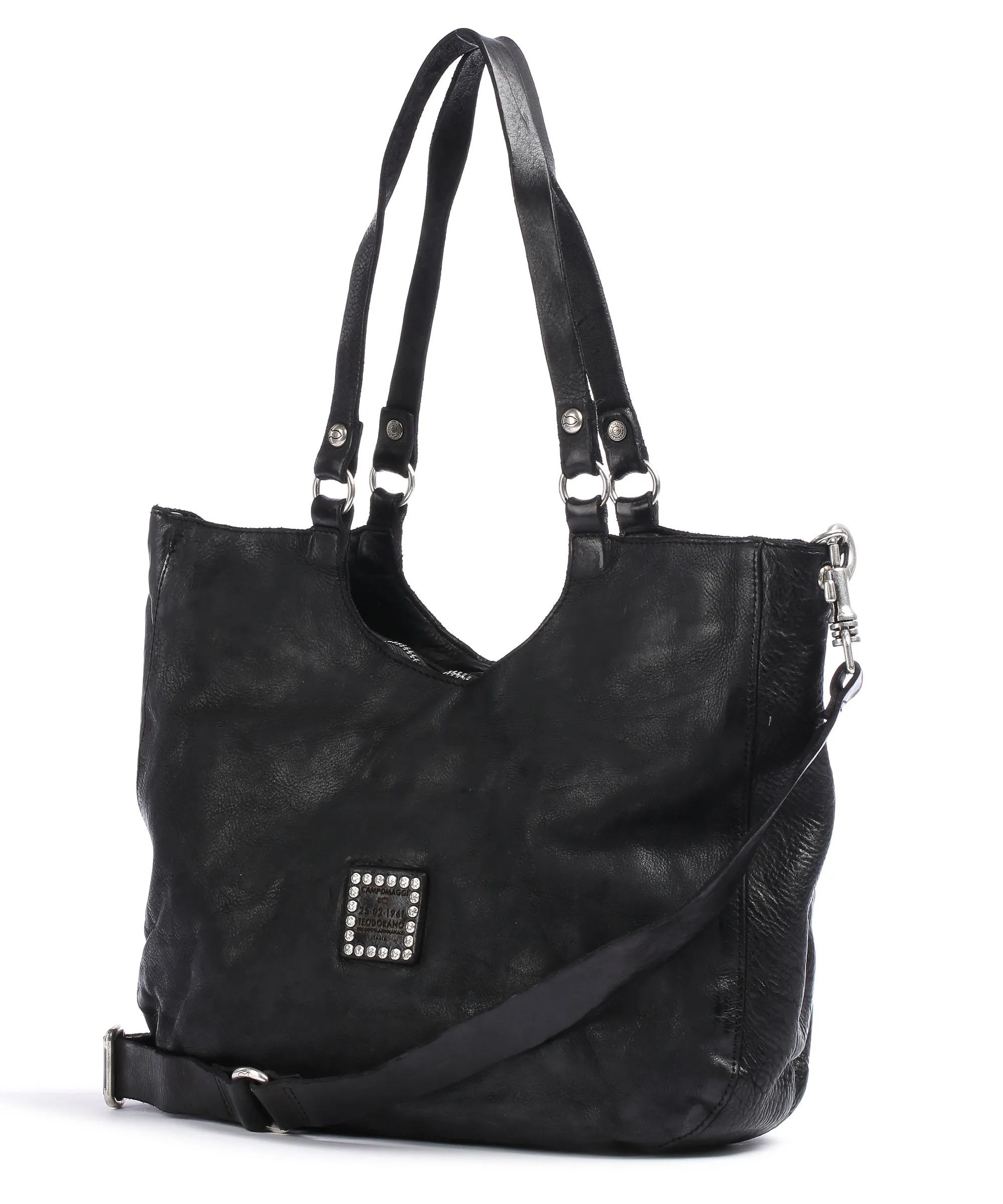  Campomaggi Borsa shopper pelle di vacchetta finemente grana nero  