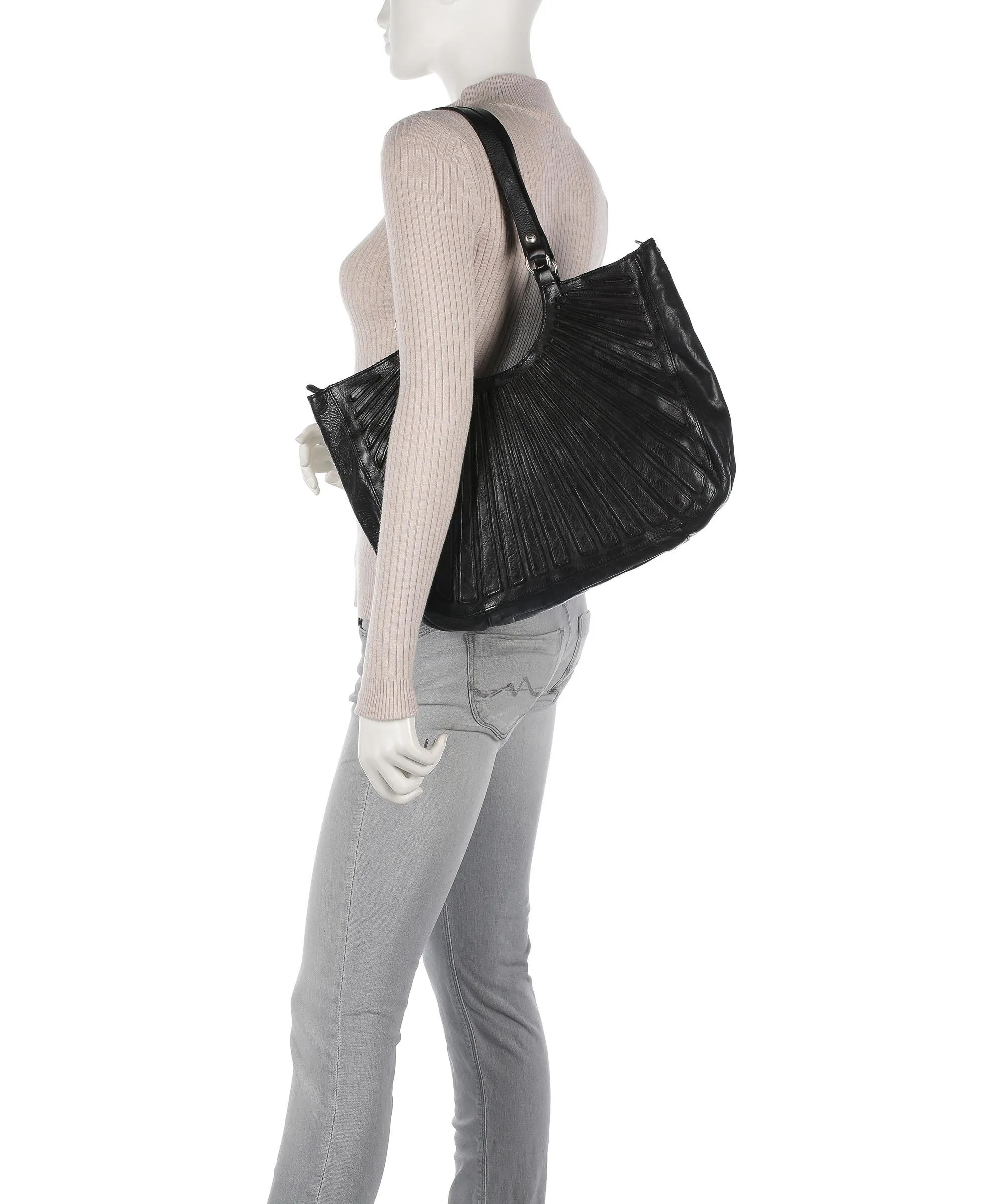  Campomaggi Borsa shopper pelle di vacchetta finemente grana nero  