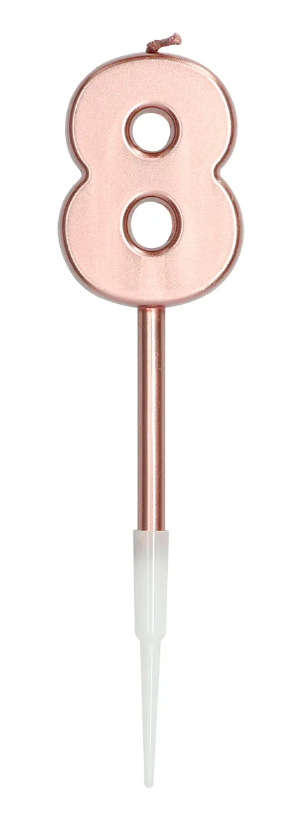 Candelina numero 8 rosa oro 14cm