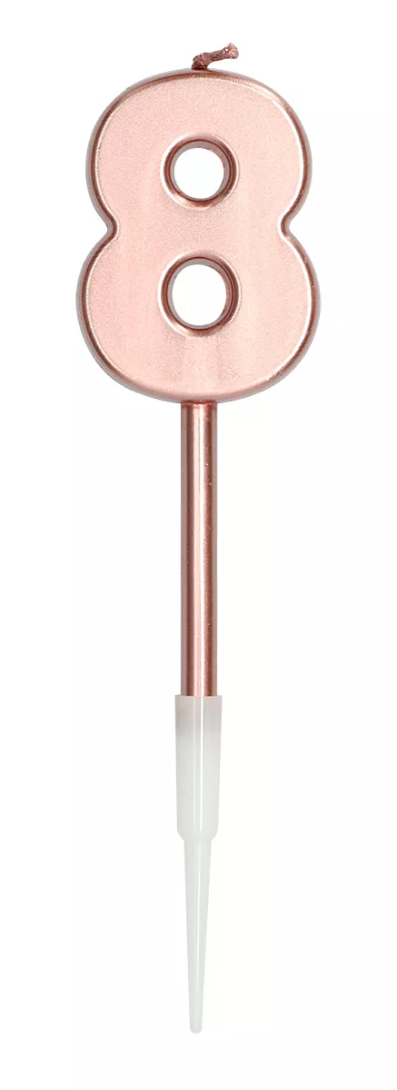 Candelina numero 8 rosa oro 14cm