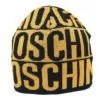 Cappello Moschino – Cuffia in lana nero con logo in lurex oro