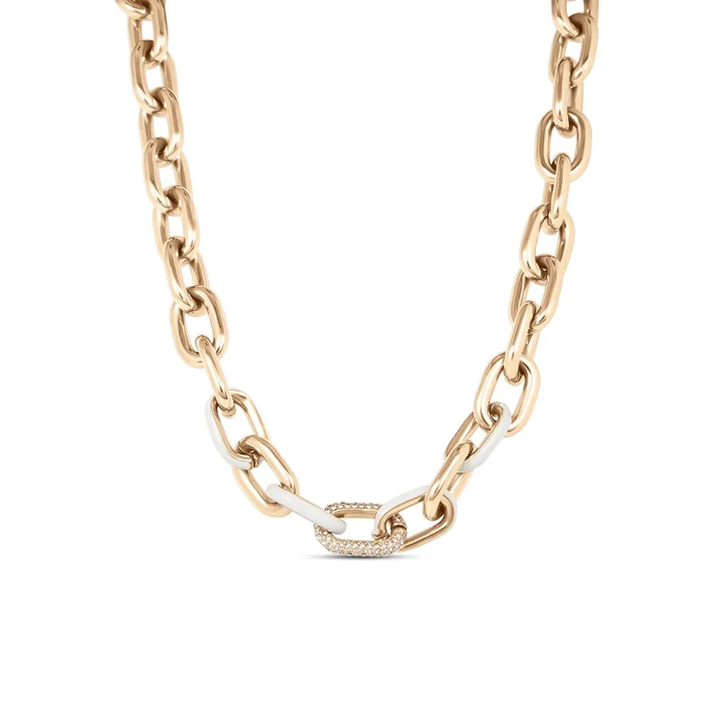 Catena Lady Sweet Acciaio Rosa Maglia Clip Chain Cristallo Bianco 40+5 cm 1682759