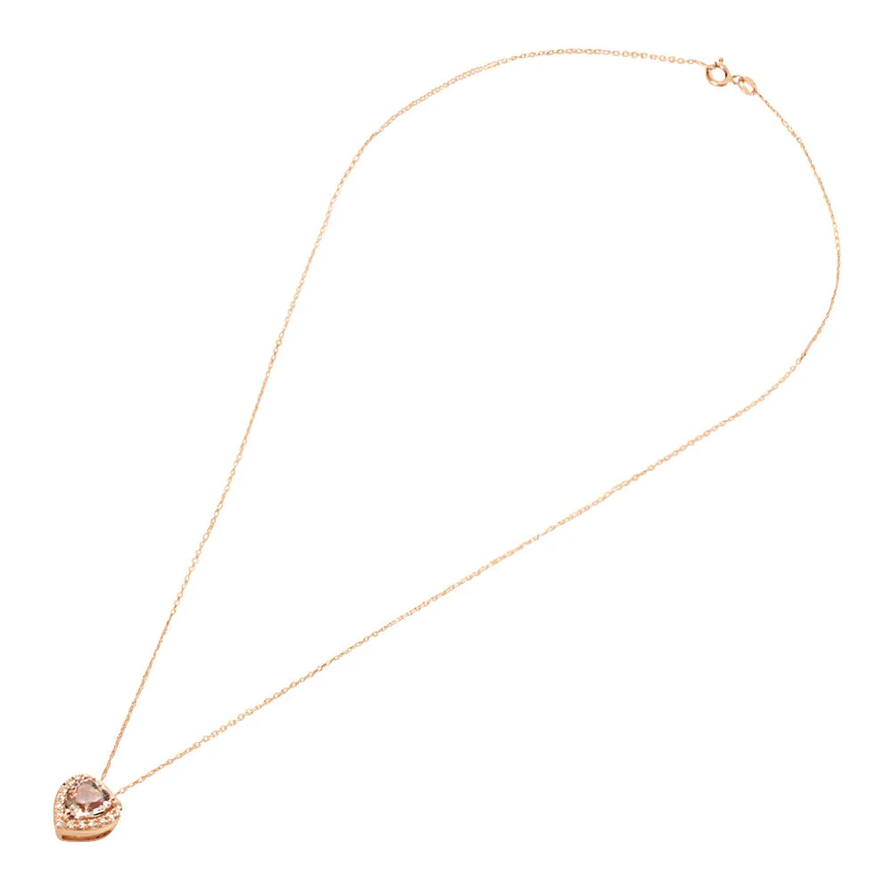 Collana Cuore Jasmine Oro Rosa 750/1000 Maglia Forzatina Morganite Rosa 0,4 ct Diamante Bianco 0,04 ct 40+2 cm 1688171