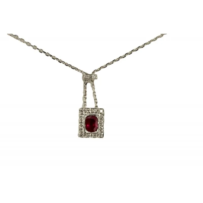 collana margherita donna Gioielli Lavinia lav001319 in oro 750 bianco con rubino e diamanti  