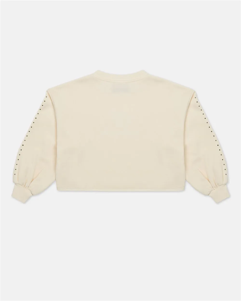 Felpa color panna modello crop con borchie e logo