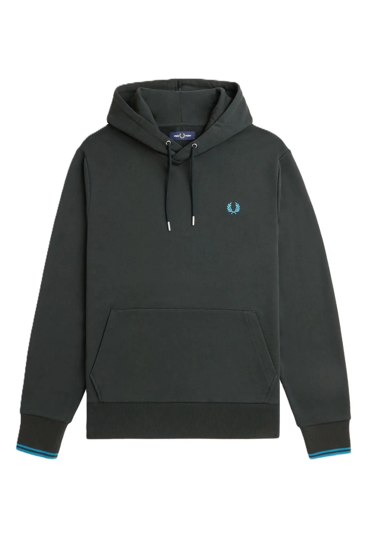 Fred Perry Felpa con Cappuccio Verde - Tipped Hood