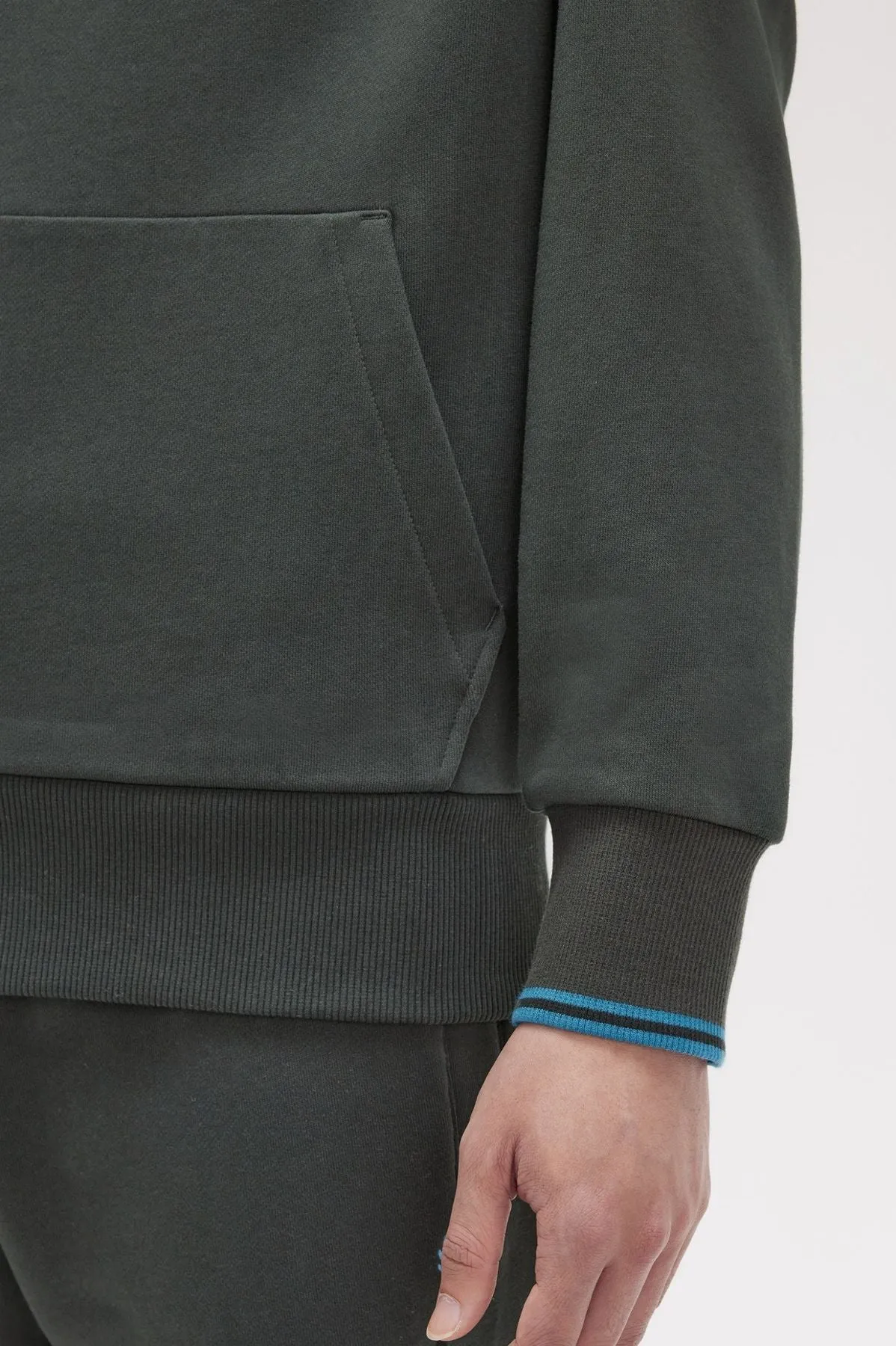 Fred Perry Felpa con Cappuccio Verde - Tipped Hood