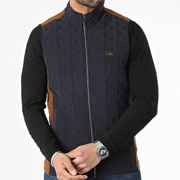 Giacca con zip senza maniche marrone navy