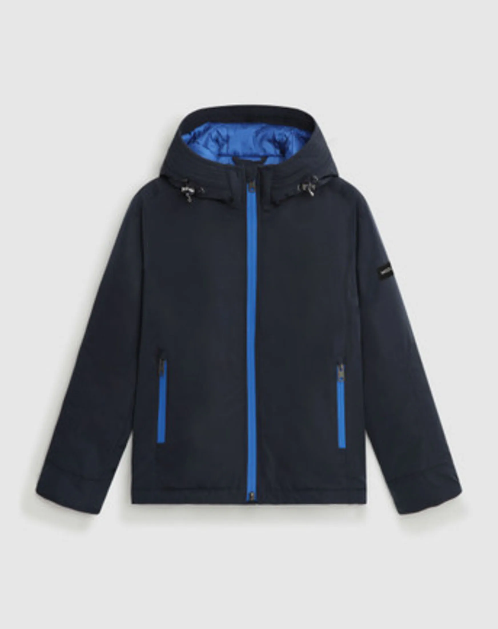 Giubbino blu Winter Ryker in tessuto tecnico con cappuccio e zip in contrasto 10-14 anni