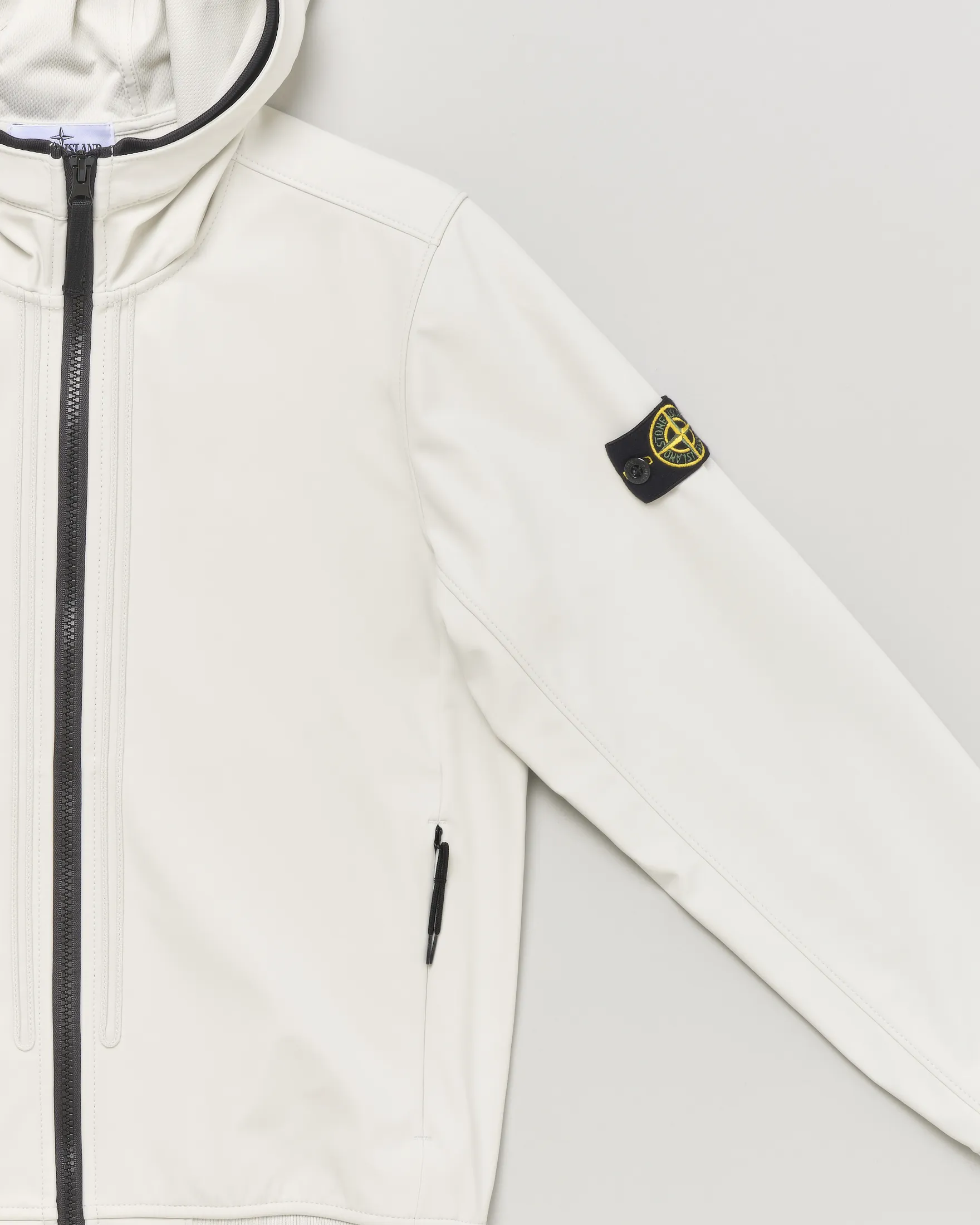 Giubbino color ghiaccio in Soft Shell-R e.dye® technology con cappuccio 10 anni