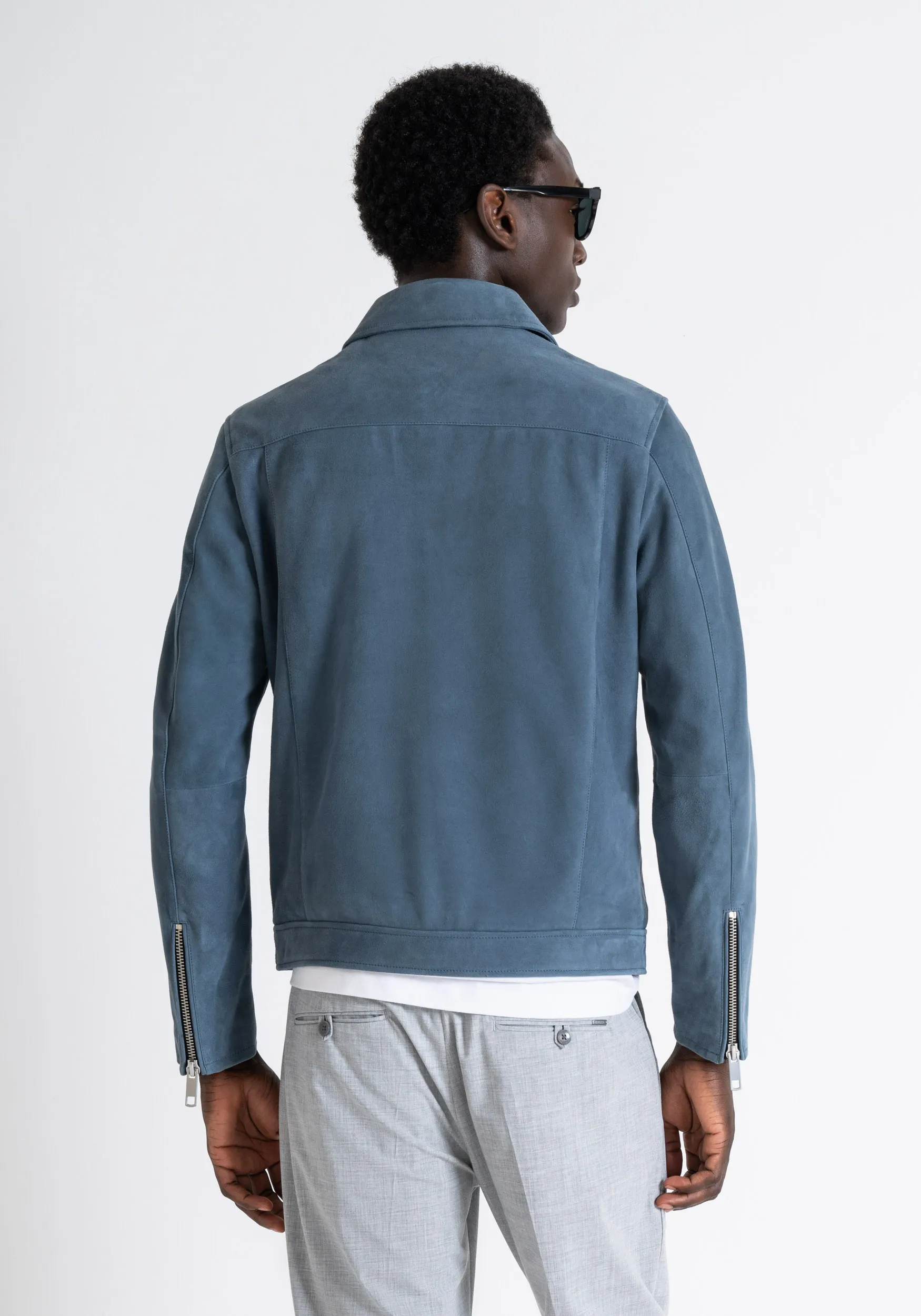 GIUBBINO SLIM FIT IN VERA PELLE SCAMOSCIATA