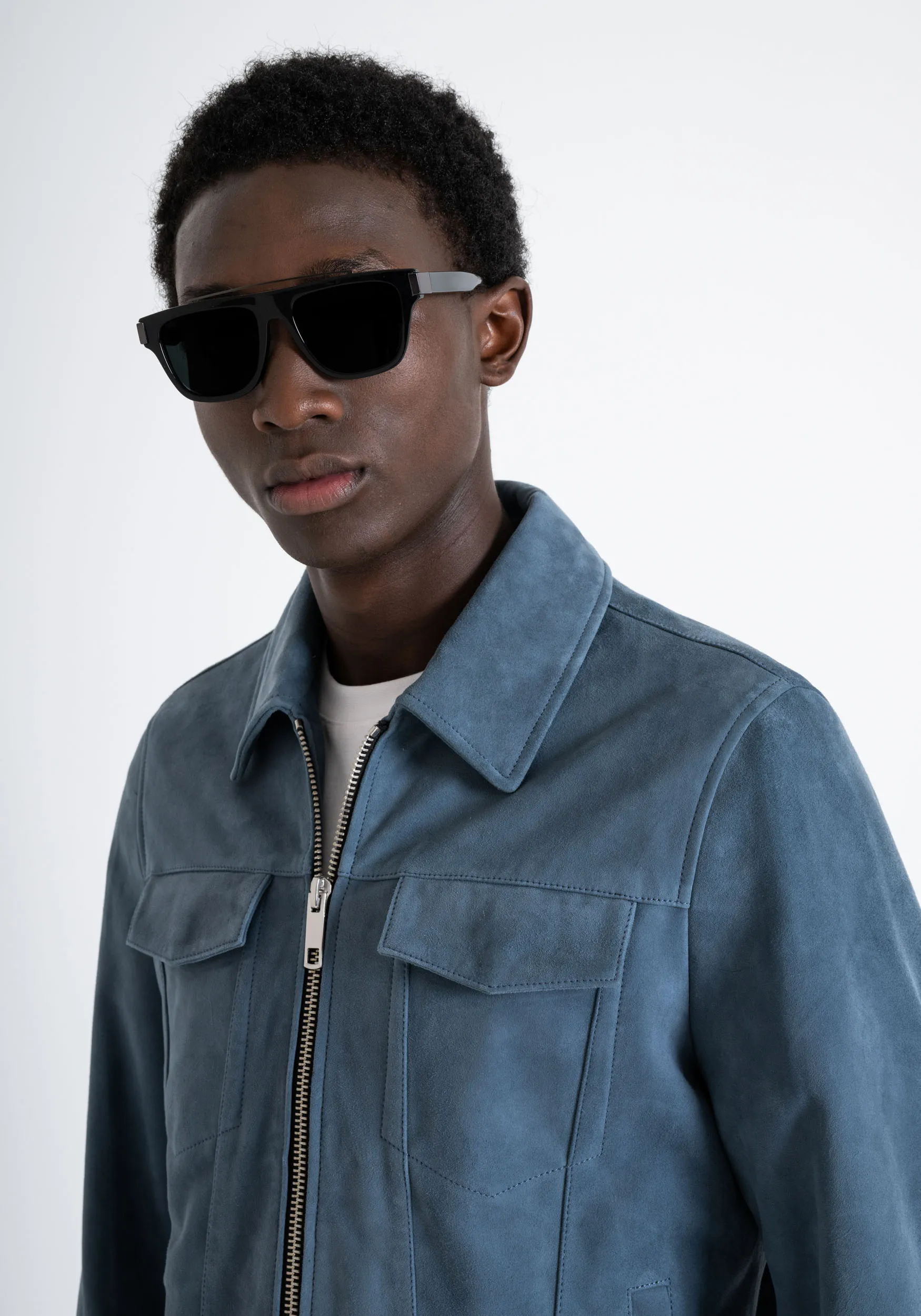 GIUBBINO SLIM FIT IN VERA PELLE SCAMOSCIATA