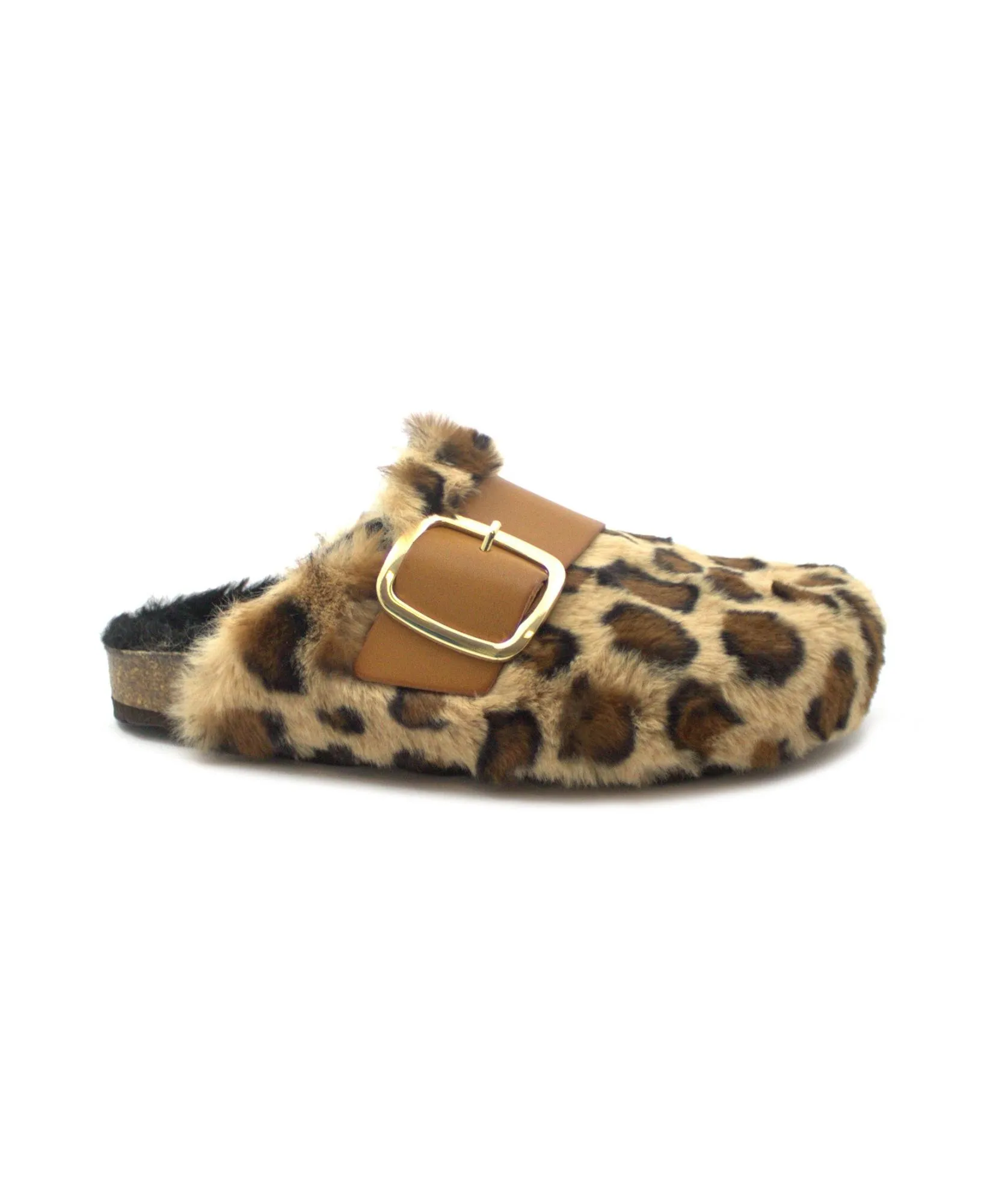 GRUNLAND SARA CB2246 beige multi ciabatte donna pelo morbido animalier plantare re-soft fibbia