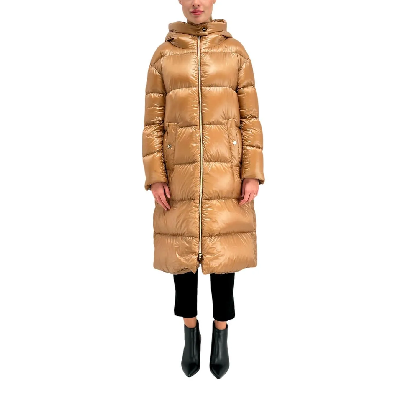 Herno Parka Donna, Trapuntata, Lunga, Nylon Ultralight, Cammello