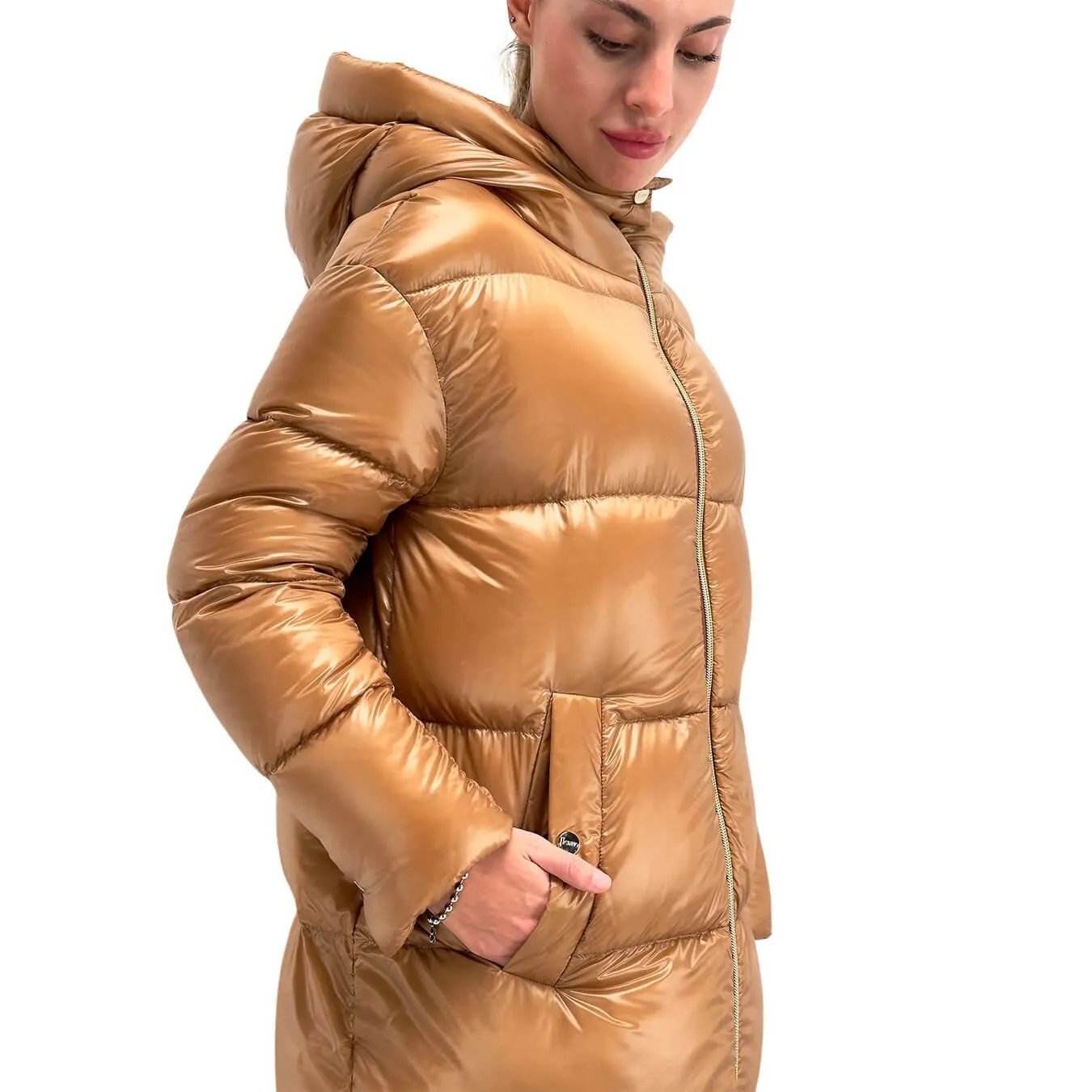 Herno Parka Donna, Trapuntata, Lunga, Nylon Ultralight, Cammello