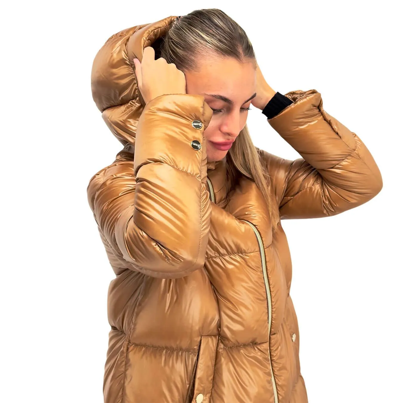 Herno Parka Donna, Trapuntata, Lunga, Nylon Ultralight, Cammello