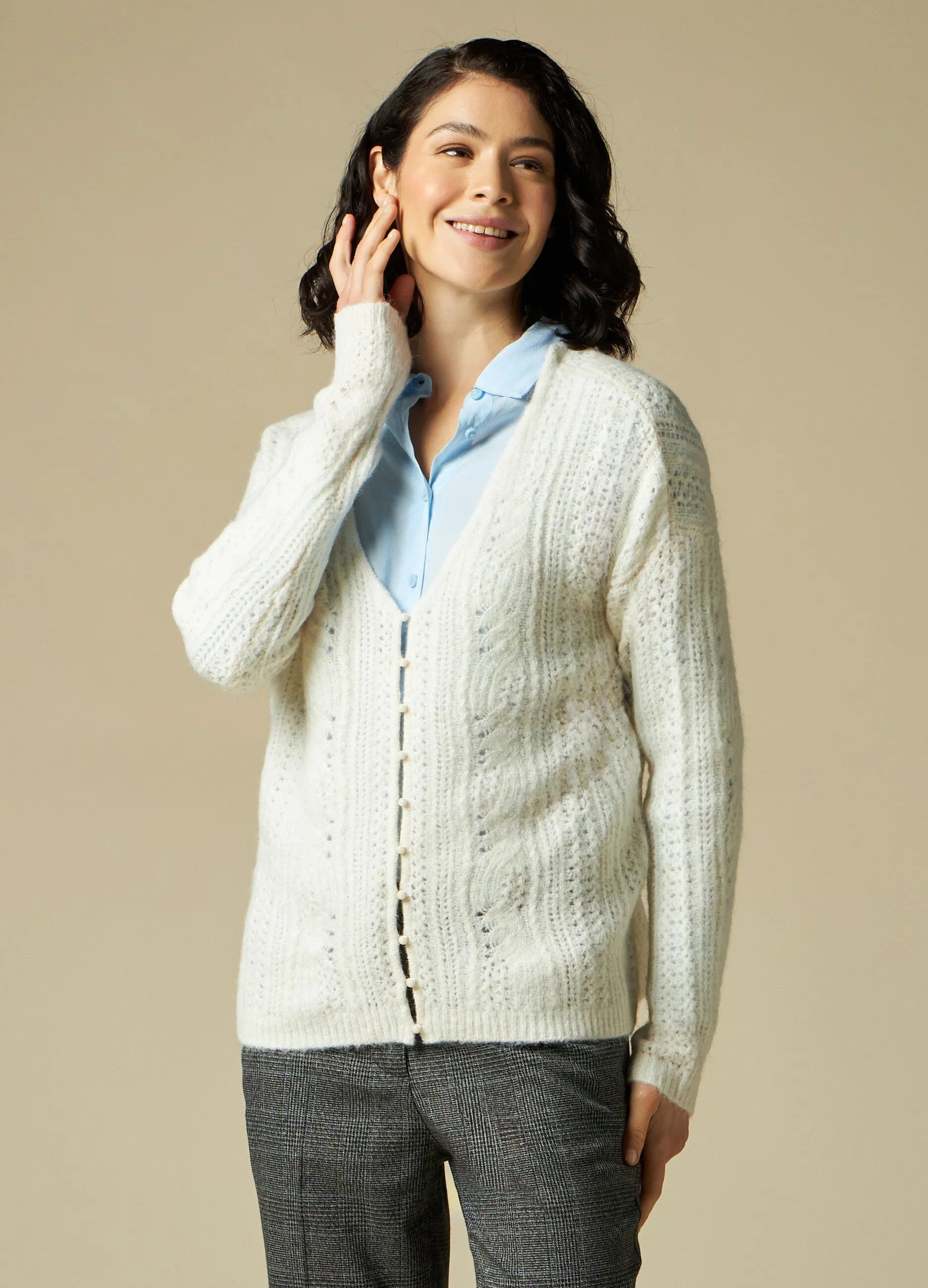 IWIE  Cardigan tricot misto lana donna