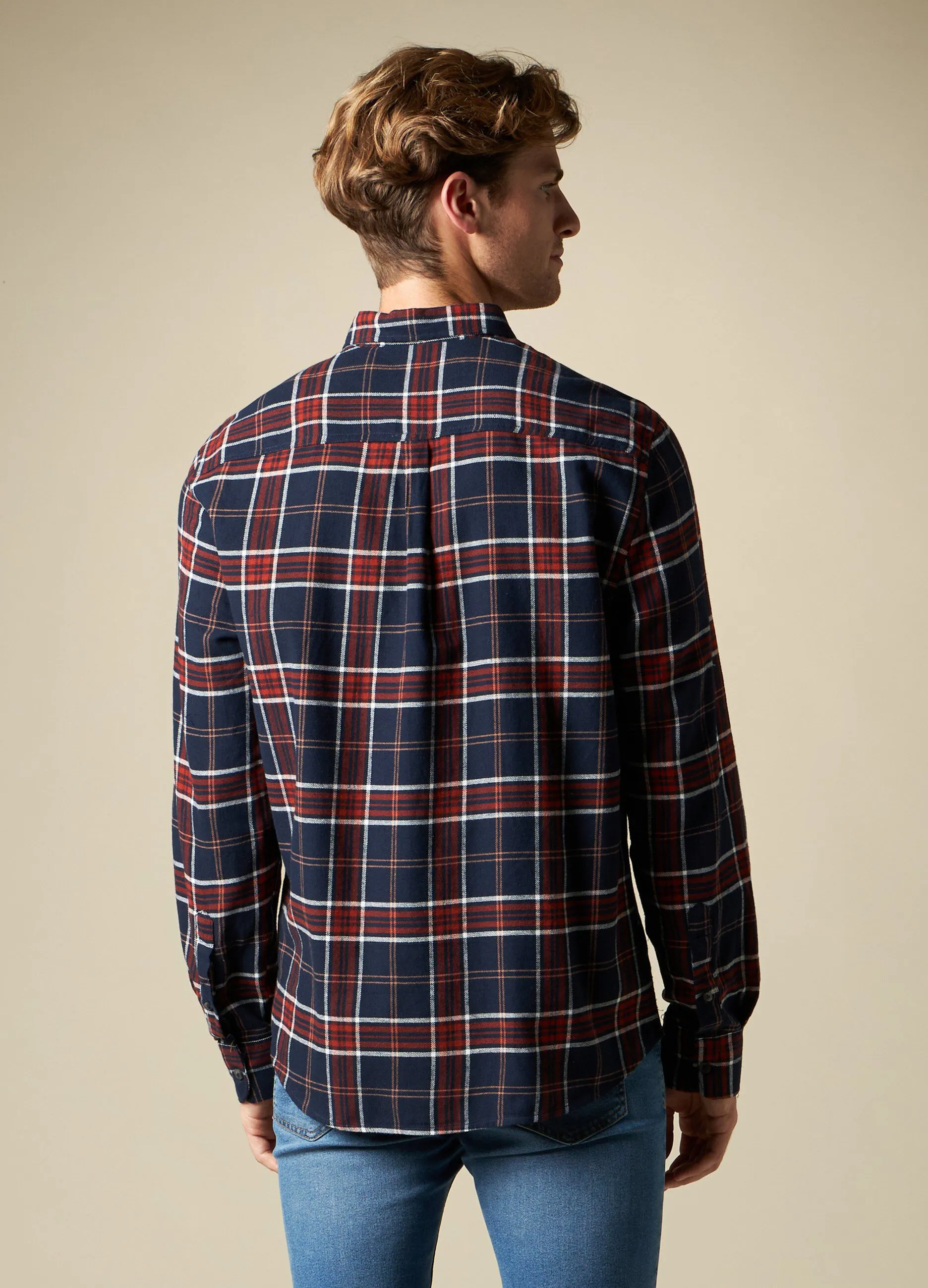 J. HART & BROS  Camicia in flanella di puro cotone uomo