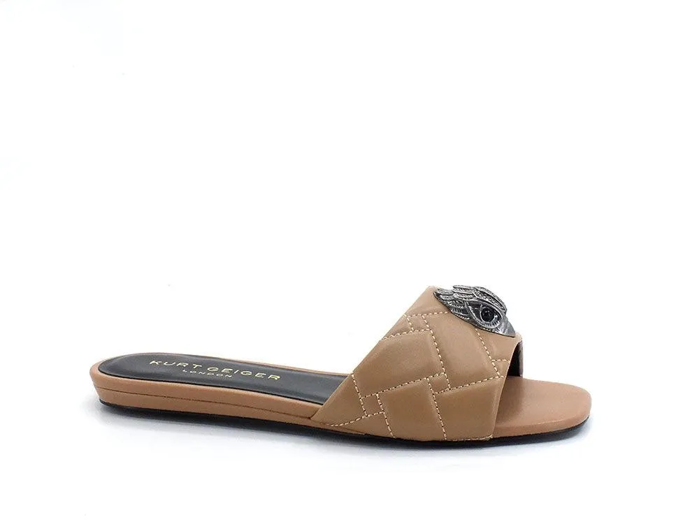 KURT GEIGER Kensington Flat Sandal Ciabatta Fascia Strass Brown Camel 8496148109