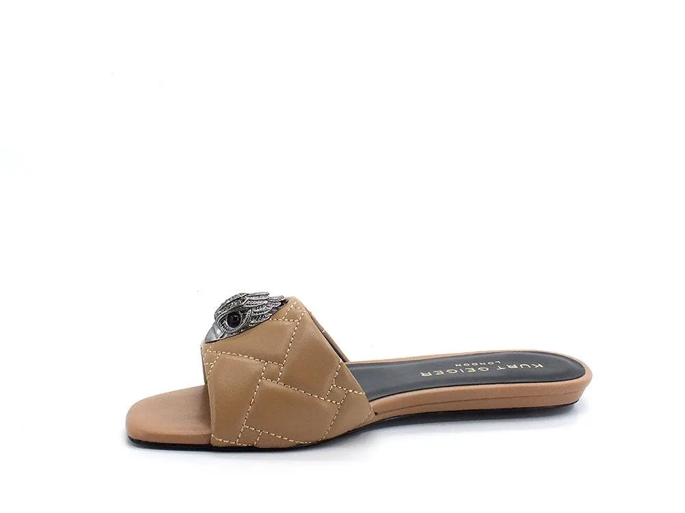 KURT GEIGER Kensington Flat Sandal Ciabatta Fascia Strass Brown Camel 8496148109