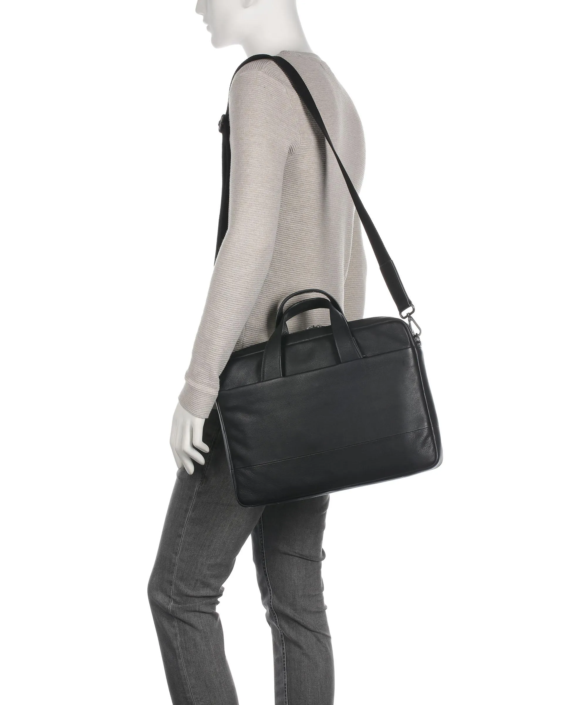  Leonhard Heyden Hamburg Cartella 15″ pelle di vacchetta finemente grana nero  