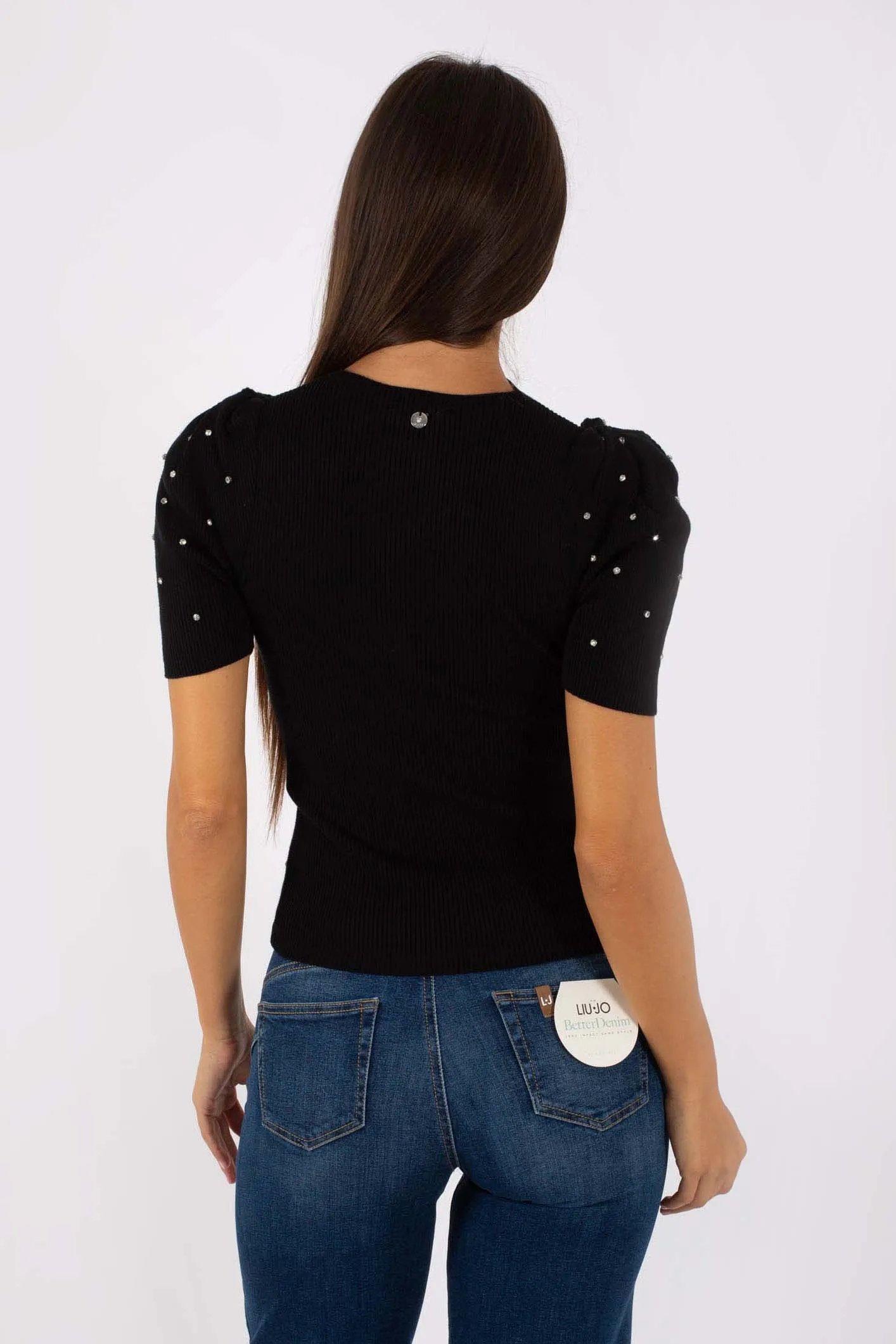 Liu Jo Ecs Maglia M/c Castoni Nero Donna